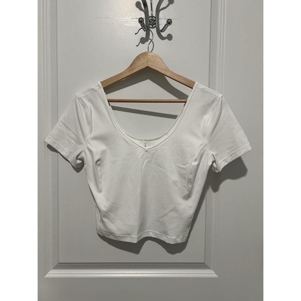 Lululemon Align Tee Nulu Slim Fit Cropped White Size 8 Athletic Yoga Pilates